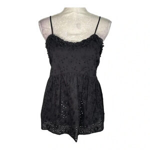 Boutique ANDREE BY UNIT EVERLASTING BLACK EYELET TANK SMALL